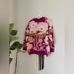 Floral Crewneck Sweater in Magenta and Pink Boutique